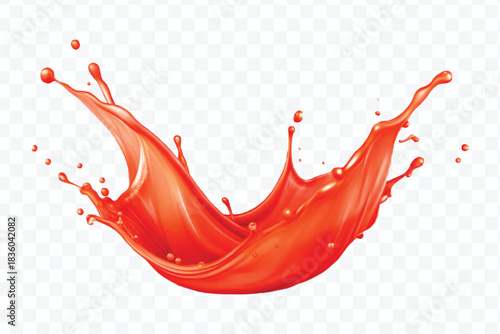 splash of  colorful liquid juice splash in mid air cut and curve style isolated on transparent background