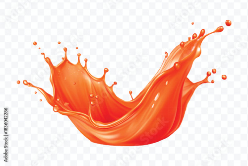 splash of  colorful liquid juice splash in mid air cut and curve style isolated on transparent background