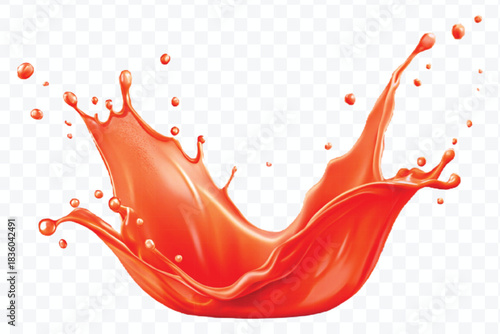splash of  colorful liquid juice splash in mid air cut and curve style isolated on transparent background