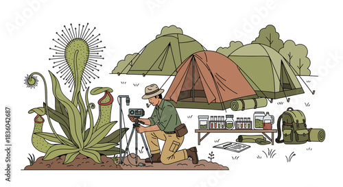 Botanist captures carnivorous plant in the wild with camp for exploration