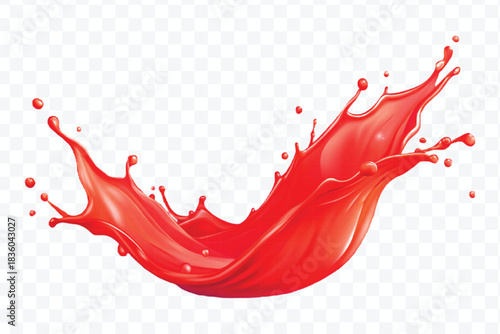 splash of  colorful liquid juice splash in mid air cut and curve style isolated on transparent background