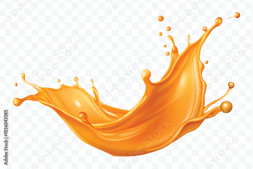 splash of  colorful liquid juice splash in mid air cut and curve style isolated on transparent background