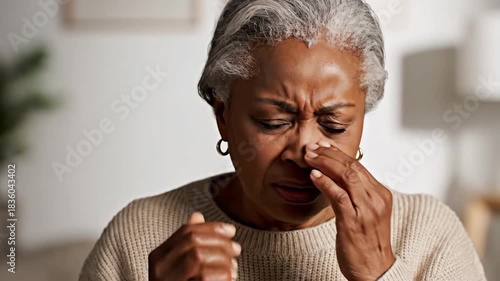 Emotional Woman Expresses Painful Feelings in a Sequence of Close-Up Facial Expressions