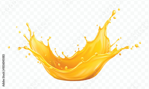 splash of  colorful liquid juice splash in mid air cut and curve style isolated on transparent background