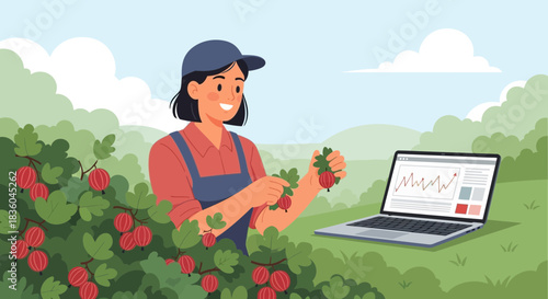 Modern farming with technology, agriculture meets digital trends, data analysis