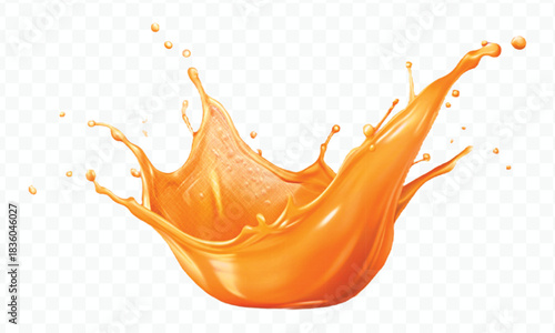 splash of  colorful liquid juice splash in mid air cut and curve style isolated on transparent background
