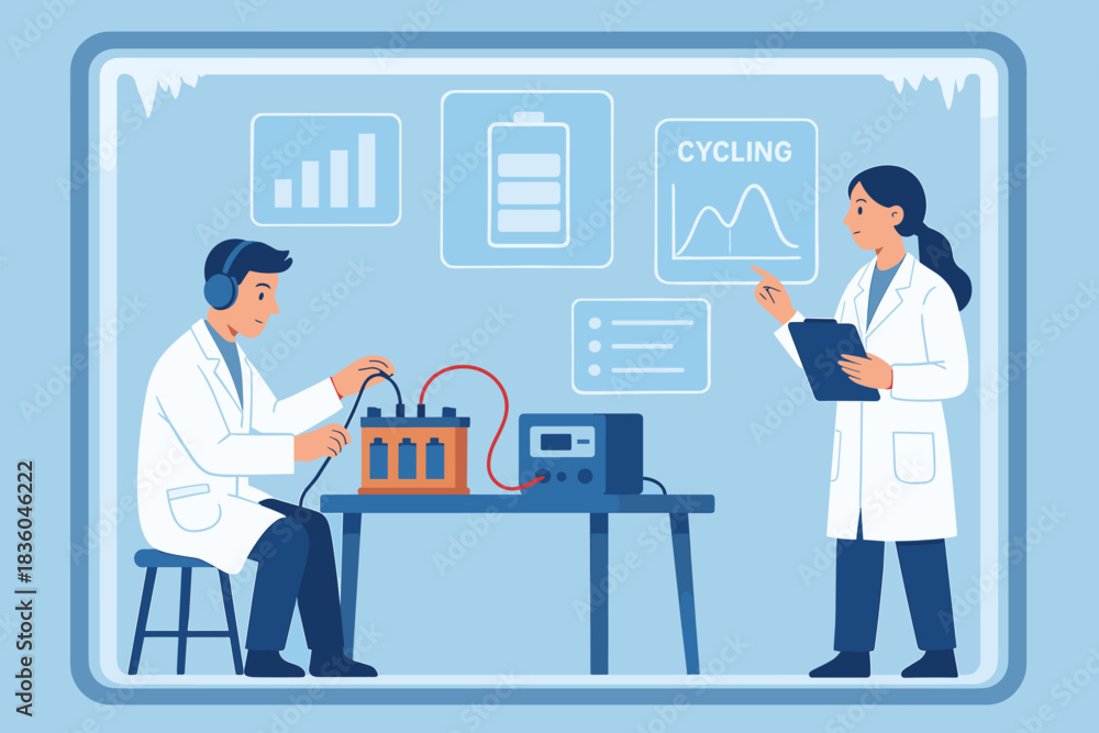 custom made wallpaper toronto digitalScientists testing battery performance in a laboratory setting with data analysis and monitoring tools