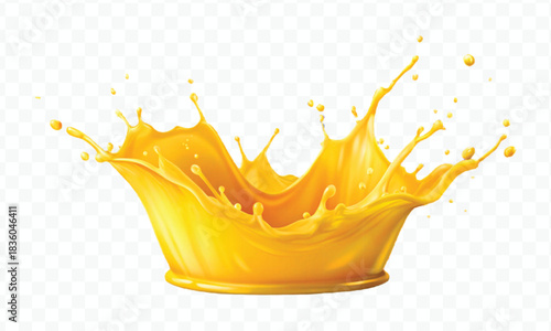 splash of  colorful liquid juice splash in mid air cut and curve style isolated on transparent background