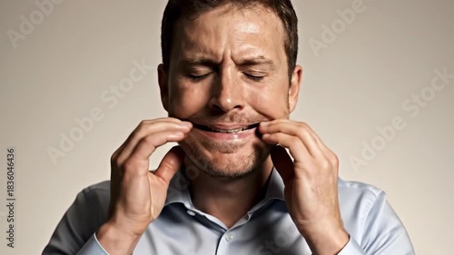 Man Experiencing Painful Expressions: A Series of Facial Reactions and Distress