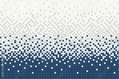 Mosaic pattern comprising white and blue squares creates a visually appealing design with a gradient effect