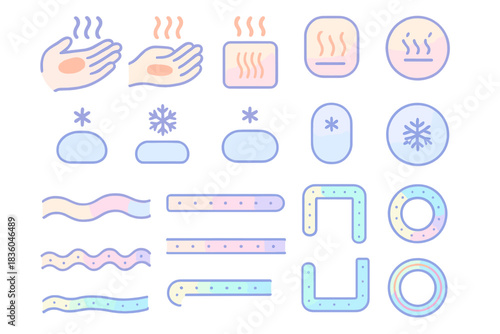 Colorful illustrations of heat and cold symbols showcasing their effects on the human body