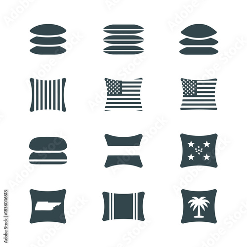 Collection of decorative throw pillows and cushions icons