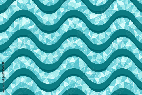 Vibrant abstract wave pattern with shades of teal and blue creating a dynamic visual flow across a textured surface
