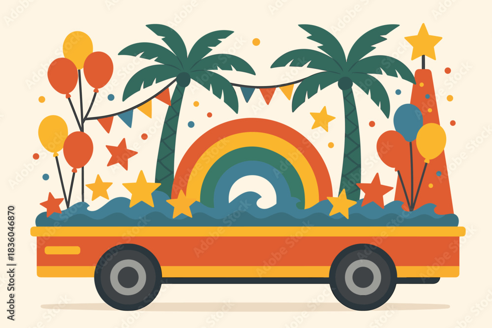custom made wallpaper toronto digitalColorful festive parade float with palm trees and rainbow in a cheerful celebration