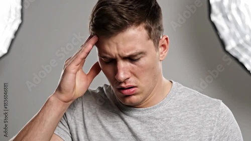 Man Expressing Pain And Discomfort, Depicting Visible Toothache And Headache Symptoms