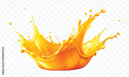 splash of  colorful liquid juice splash in mid air cut and curve style isolated on transparent background