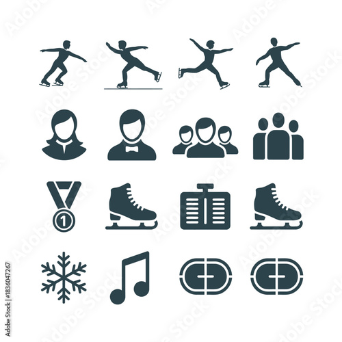 Collection of ice skating and winter sports icons
