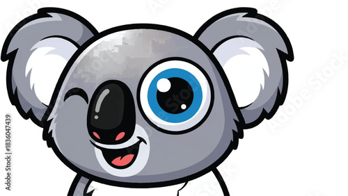 Cartoon Koala Winking with Playful Expression and Detailed Fur Texture.