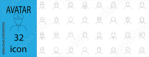 A collection of 32 minimal line characters with abstract outlines and symbolic figures. Ideal for UI elements, dashboards, web layouts, apps, and creative design projects.