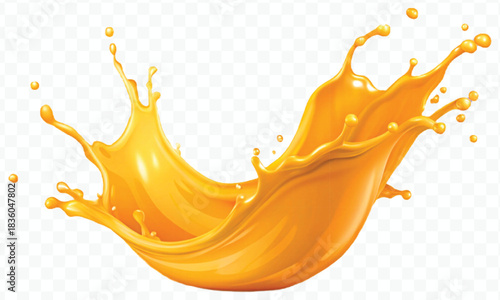 splash of  colorful liquid juice splash in mid air cut and curve style isolated on transparent background