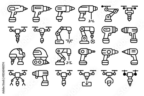 Various tools and robotic devices designed for construction and assembly tasks