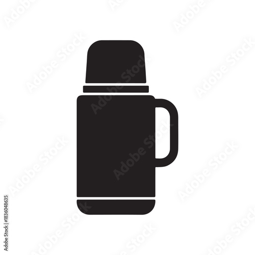 Thermo flask icon in black flat glyph, filled style isolated on white background
