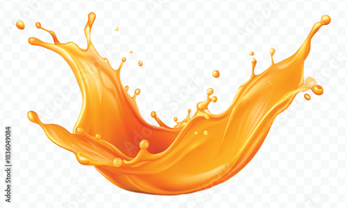 splash of  colorful liquid juice splash in mid air cut and curve style isolated on transparent background