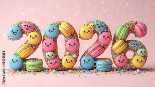 Sweet easter eggs and pastries form the numbers 2026 in a festive display