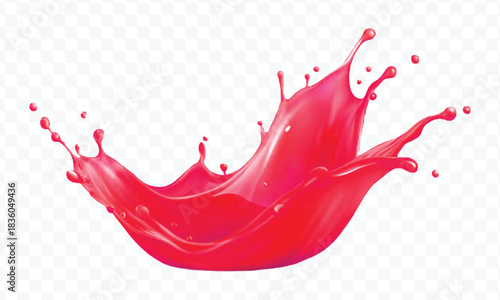 splash of  colorful liquid juice splash in mid air cut and curve style isolated on transparent background