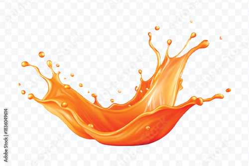 splash of  colorful liquid juice splash in mid air cut and curve style isolated on transparent background