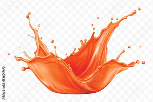 splash of  colorful liquid juice splash in mid air cut and curve style isolated on transparent background