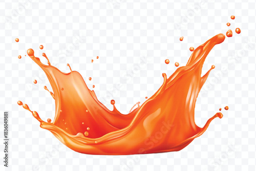 splash of  colorful liquid juice splash in mid air cut and curve style isolated on transparent background