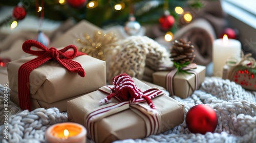 The essence of a cozy holiday: warmth, light, and thoughtful presents under the Christmas tree.