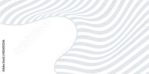 Minimalist 3D Wavy Striped Gray Background. Optical Art Contemporary Design Template. Suit for banner, web, brochure, pamflet and presentation