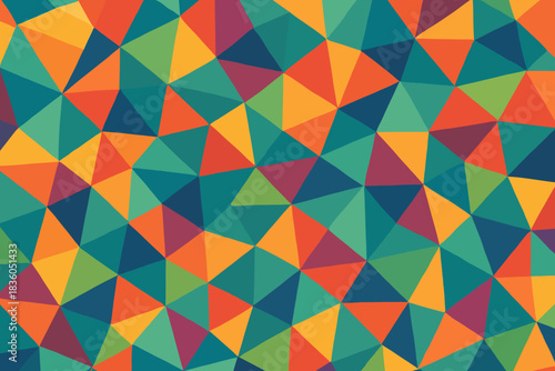 Colorful geometric pattern featuring various shades and shapes in a vibrant mosaic style on a bright background