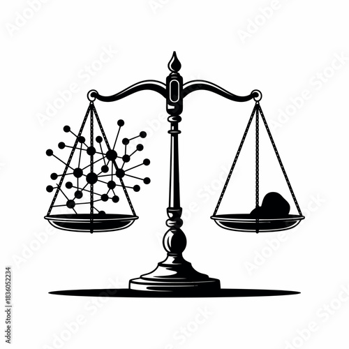 Scales of justice balancing technology and nature