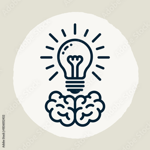 Lightbulb idea above brain icon symbolizing innovation and creativity
