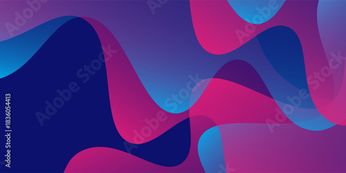 Abstract blue and purple liquid wavy shapes futuristic banner. Glowing retro waves vector background nice modern texture