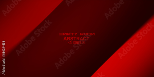 Empty Red Studio Room Background. Dramatic Gradient Stage or Product Display Template. Modern creative trendy design in vector EPS 10