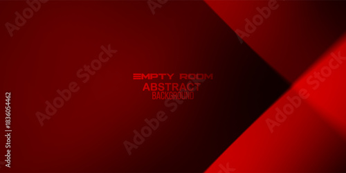 Empty Red Studio Room Background. Dramatic Gradient Stage or Product Display Template. Futuristic Technology Concept