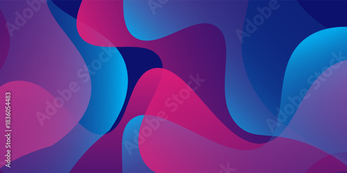 Abstract blue and purple liquid wavy shapes futuristic banner. Glowing retro waves vector background nice modern