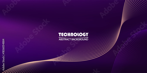 Futuristic Dark Purple and Gold Wireframe Wave. Luxury Digital Data Flow Background. Modern creative trendy design in vector illustration
