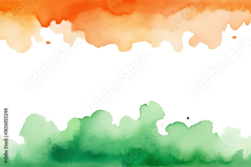 Abstract Watercolor Border Frame in Indian Tricolor Colors