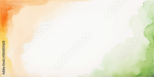 Abstract watercolor background with Indian flag colors and copy space