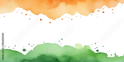 Abstract Watercolor Border, Indian Tricolor Colors, Patriotic Background Art