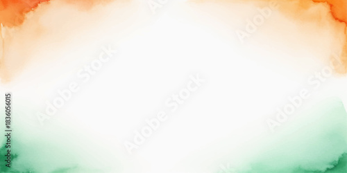 Modern saffron green watercolor abstract background template