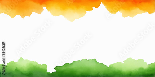 Indian flag colors watercolor background border with white space.