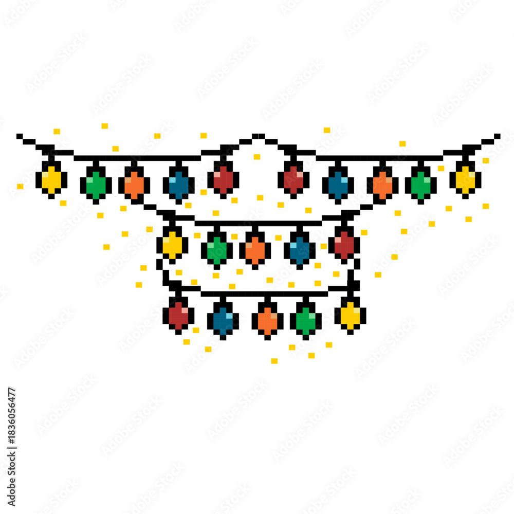 Obraz premium Pixel Decorative Multicolor Light Garland