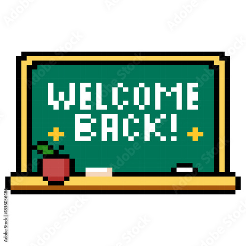 Pixel Retro Welcome Back Blackboard