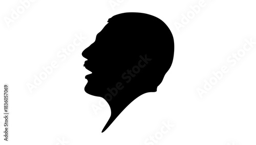 portrait of the singer, black isolated silhouette